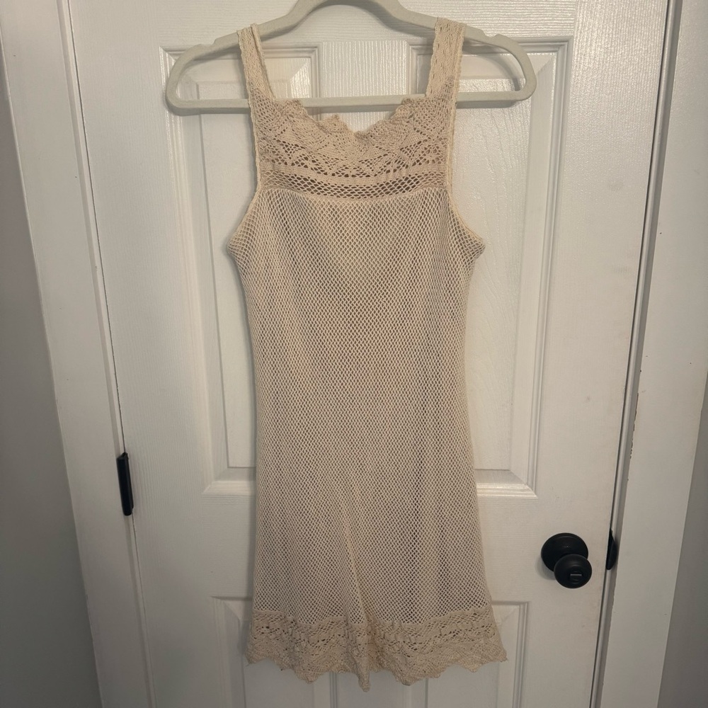 Cream Lace knit Sleeveless Dress